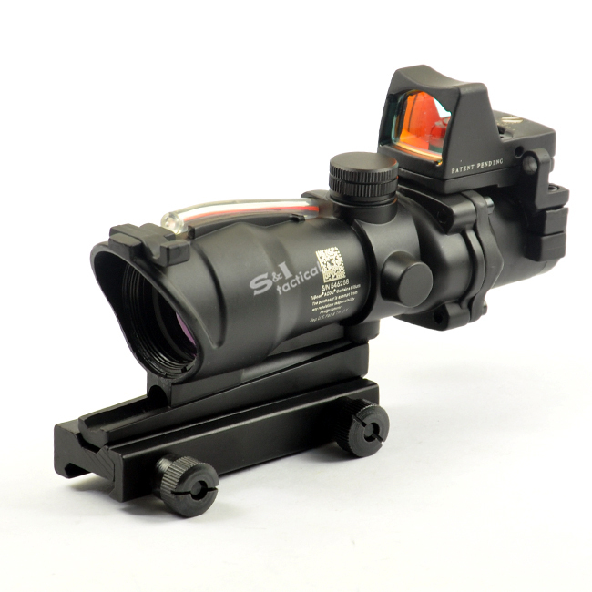 ACOG Style 4X32 Fiber Source Red Illuminated Scope w/ red dot
